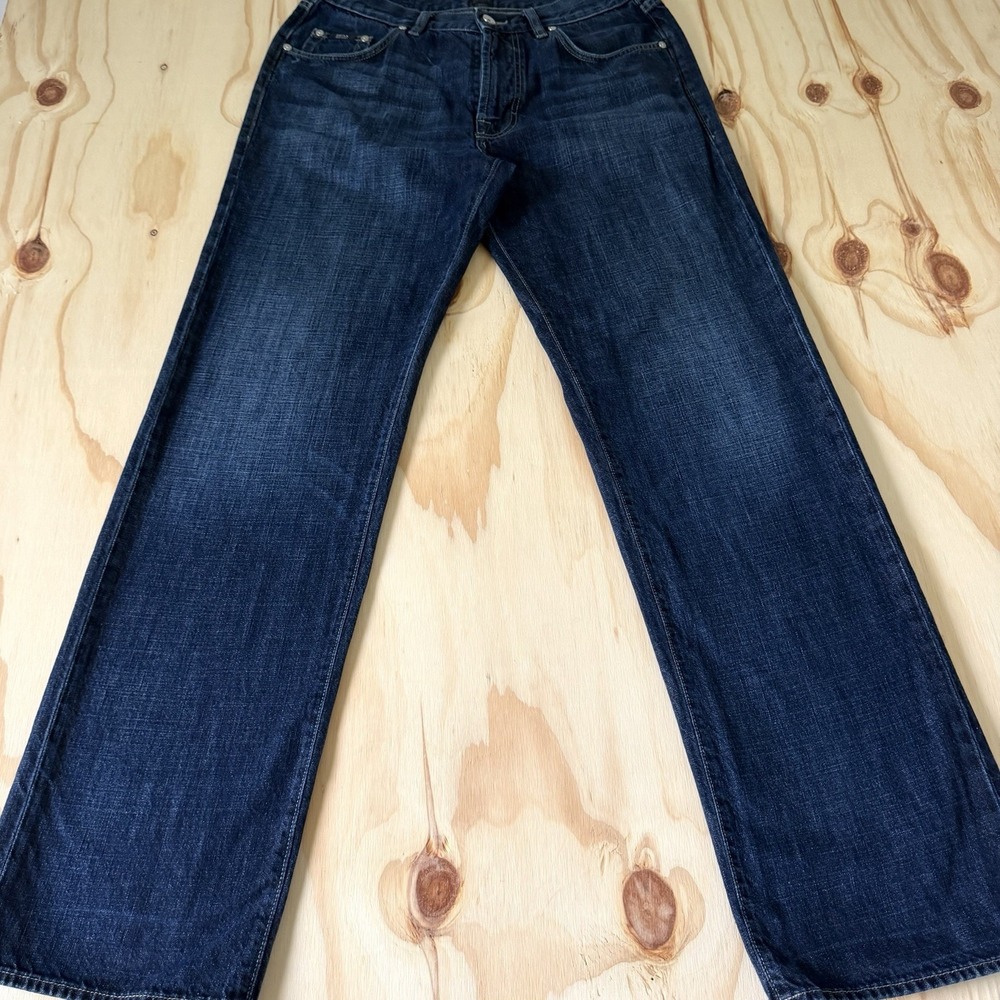 Hugo Boss Jeans Mens 34x34 Blue Jacksons Straight Leg 100% Cotton Dark Wash - Picture 1 of 8